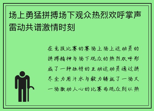 场上勇猛拼搏场下观众热烈欢呼掌声雷动共谱激情时刻